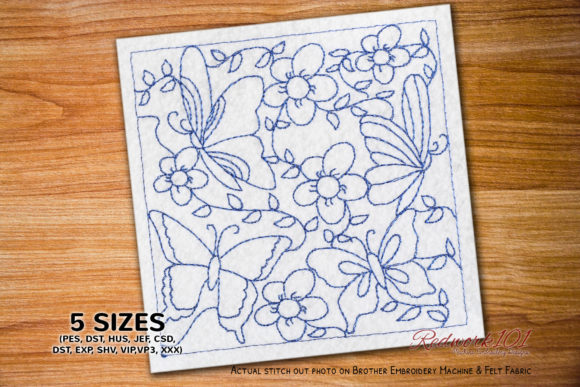Butterflies on a Flower: A Charming Embroidery Design