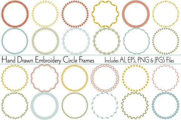 Charming Hand Drawn Embroidery Circle Frames