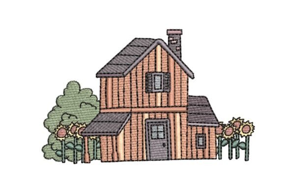 Charming Wooden Farmhouse Embroidery Design
