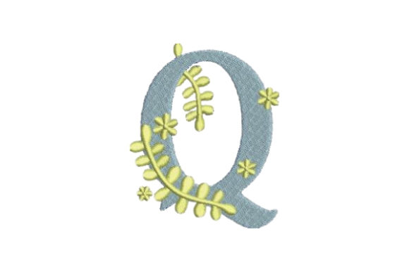 Elegant Floral Alphabet Q for Charming Embroidery