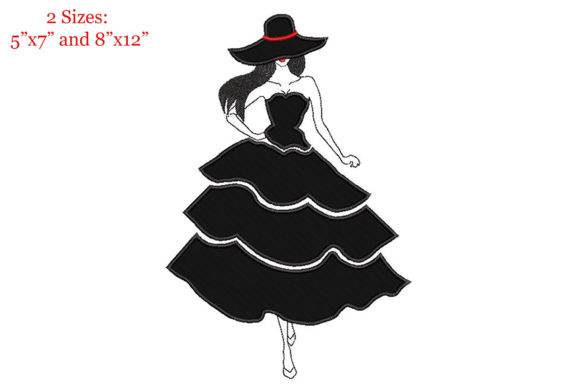Elegant Woman in Flared Dress Applique