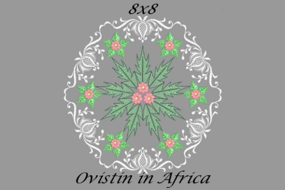 Green Pink Floral Quilt Block for Embroidery