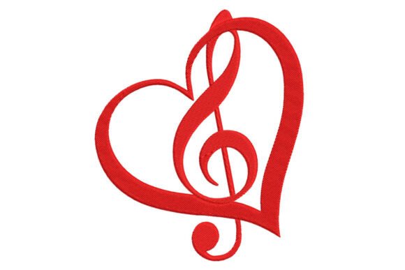Heart Shape Love Music Notes: A Melodic Embroidery Design