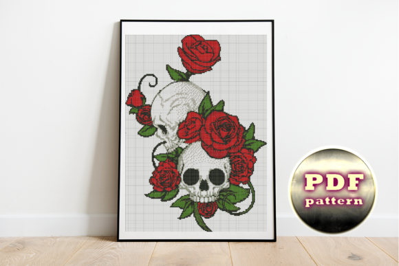 Skull and Roses: A Unique Cross Stitch Pattern