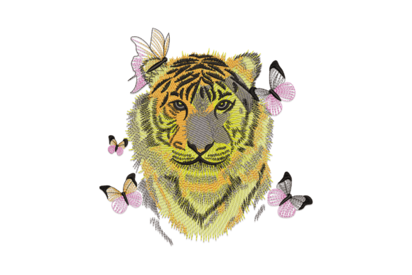 Tiger Head Butterfly: A Versatile Embroidery Design